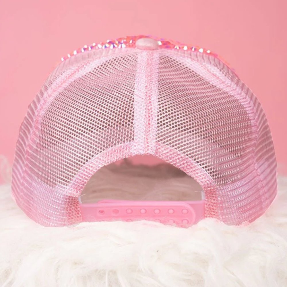 Bling Rhinestone Hat Ballcap Pink - Picture 2 of 2